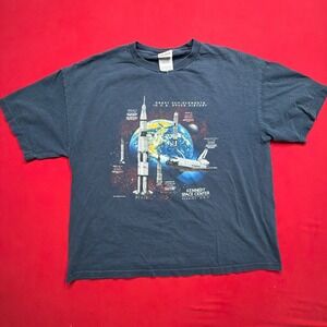 VINTAGE Y2K Kennedy Space Center T Shirt Mens XL Navy US Space History NASA TECH